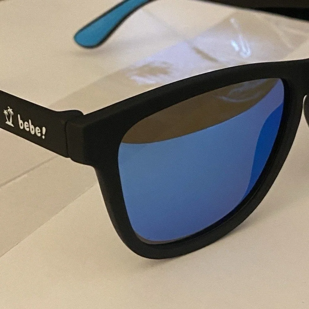 Bebe Black‎ Ocean Sports Sunglasses Blue Polarized UV400 Athletic Shades NWT